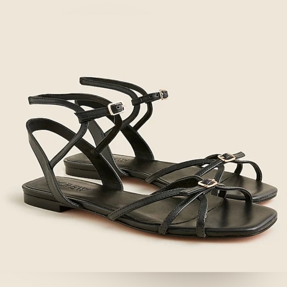 J. Crew Shoes - 🌿J. Crew Capri buckle sandals in leather Size 9 Black